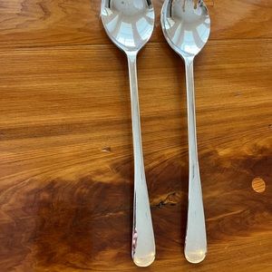 Vintage long-handled silver-plate salad set, Sheffield England